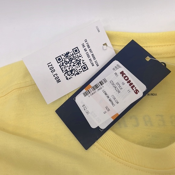 Izod NWT Mens Saltwater Weekend Getaway Tee Shirt Lemon Meringue - Picture 6 of 9